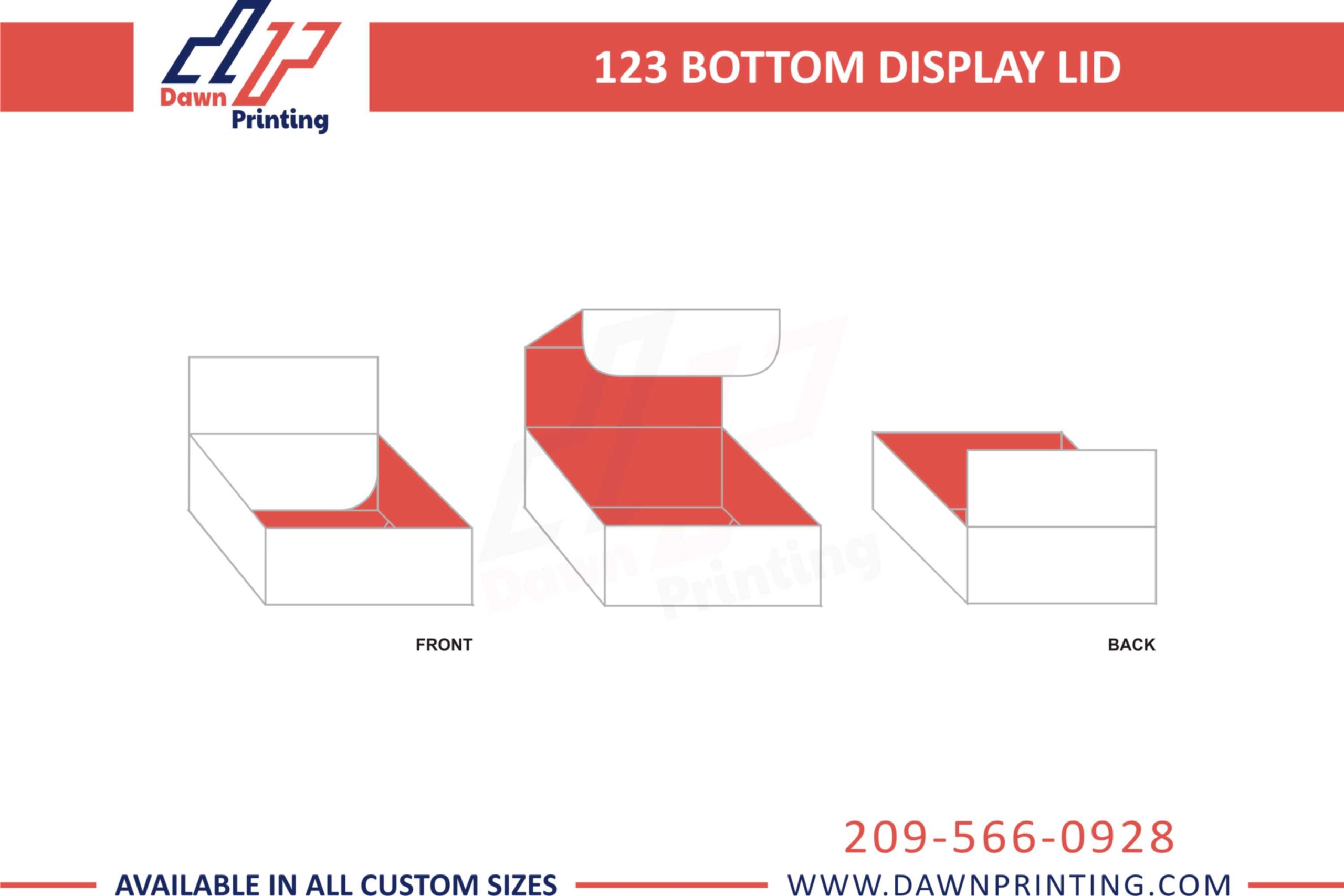 Custom 1 2 3 Bottom Display Lid
