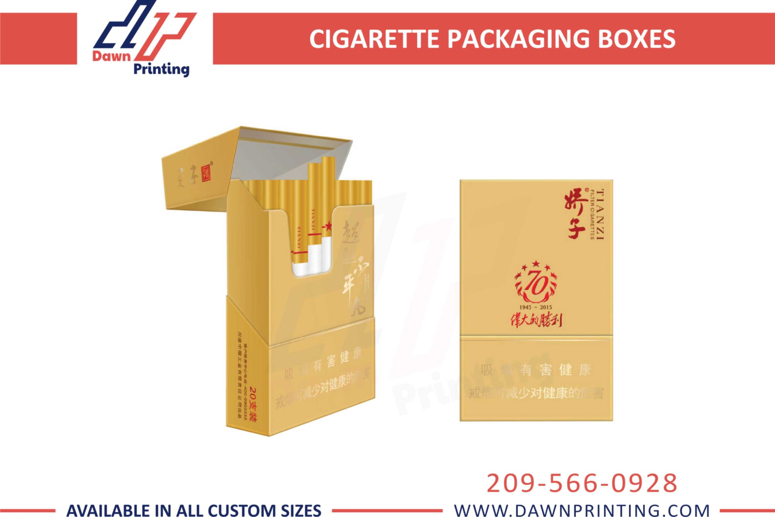 Custom Printed Cigarette Packaging Boxes with Gold Foiling - Dawn Printing