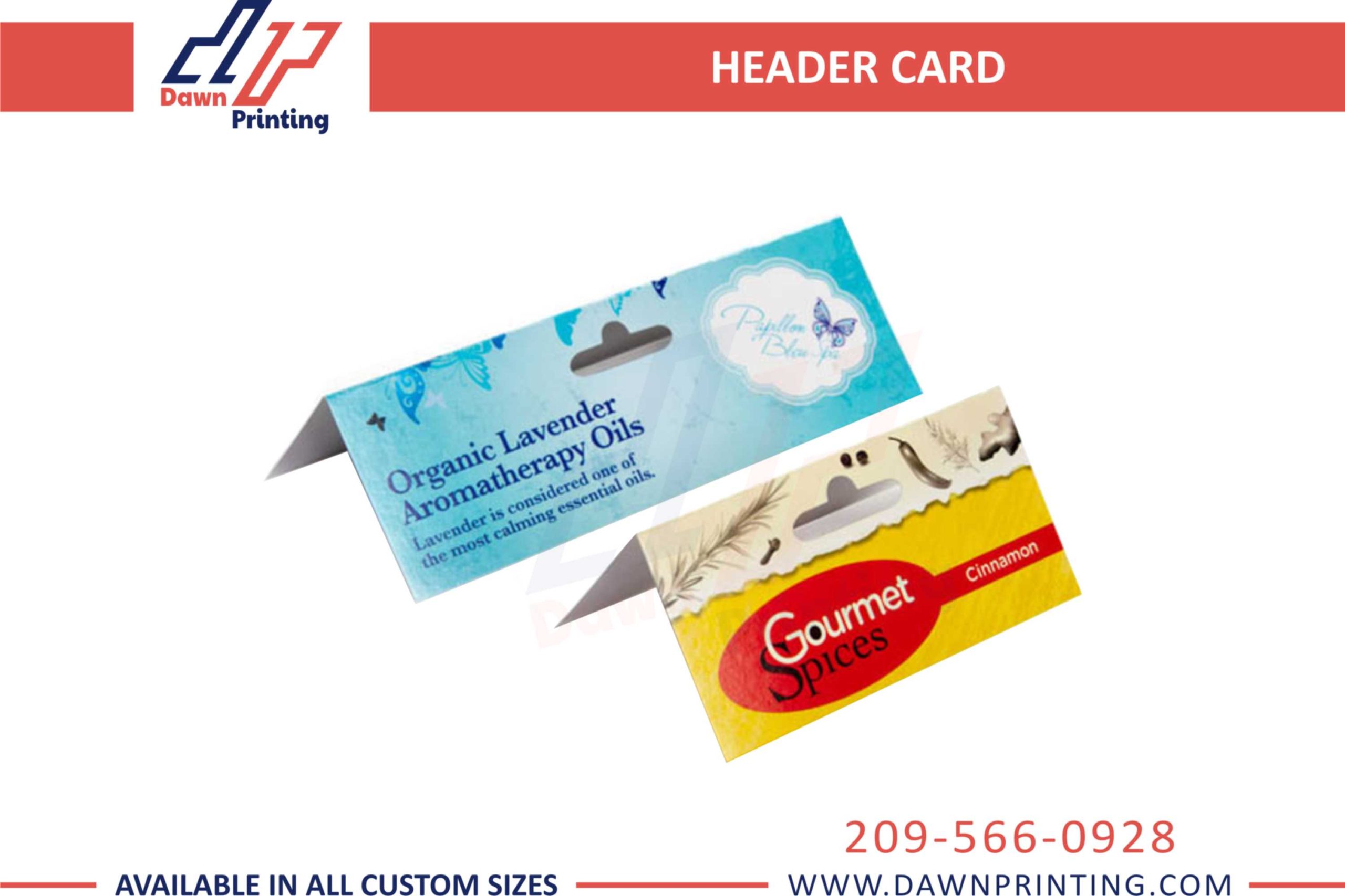 Custom Made Header Cards - Dawn Printing