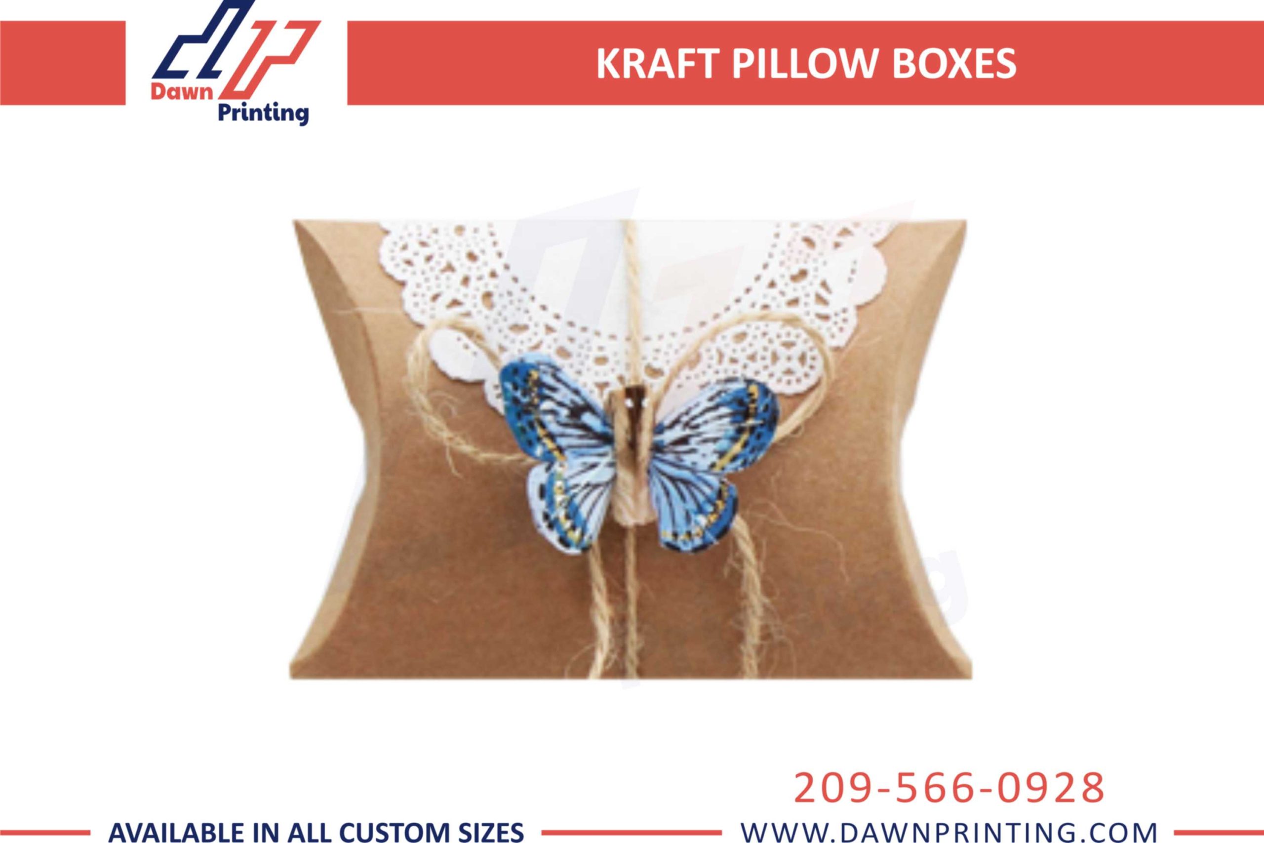 Custom Made Kraft Pillow Boxes - Dawn Printing