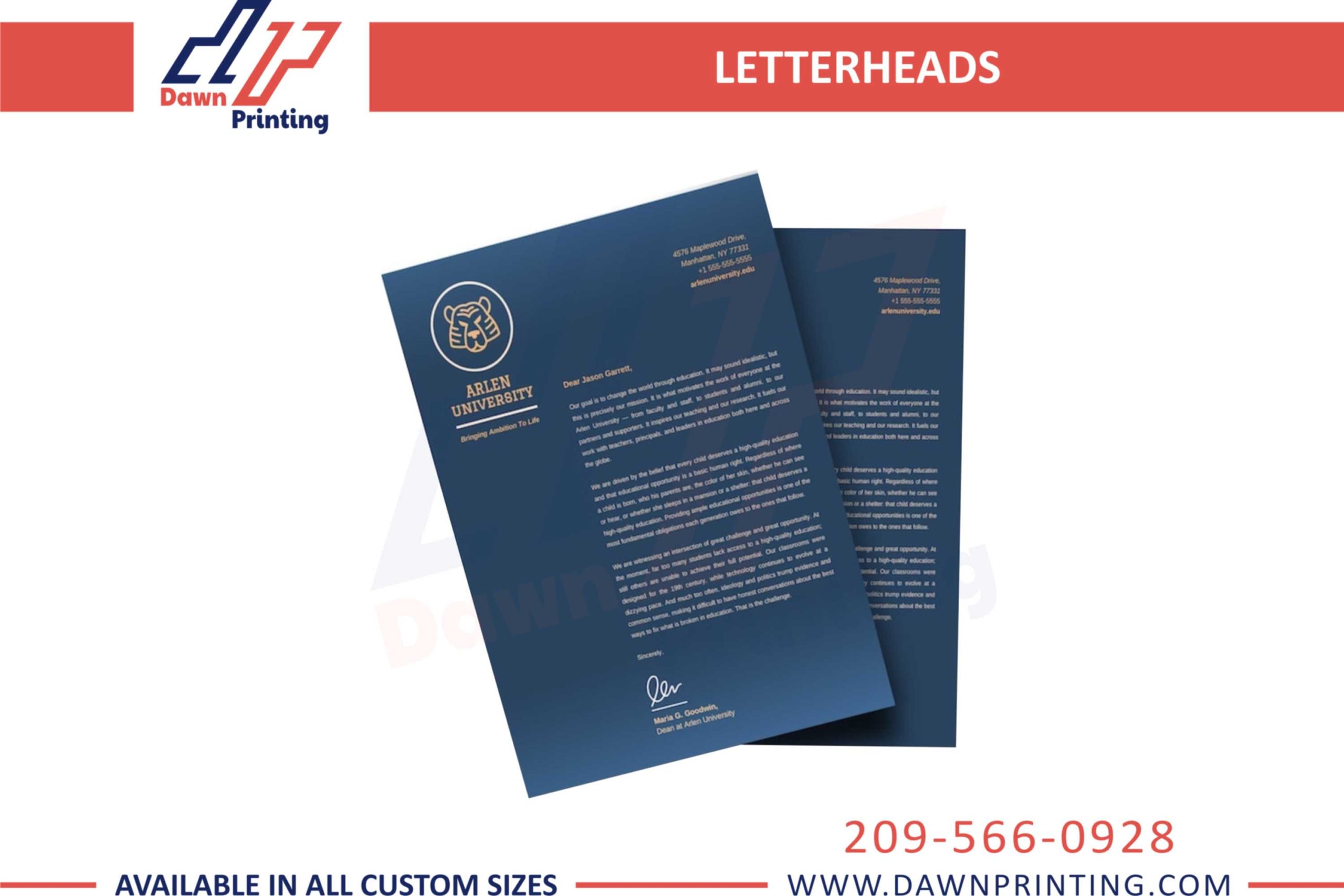 Custom Letterhead Printing - Dawn Printing
