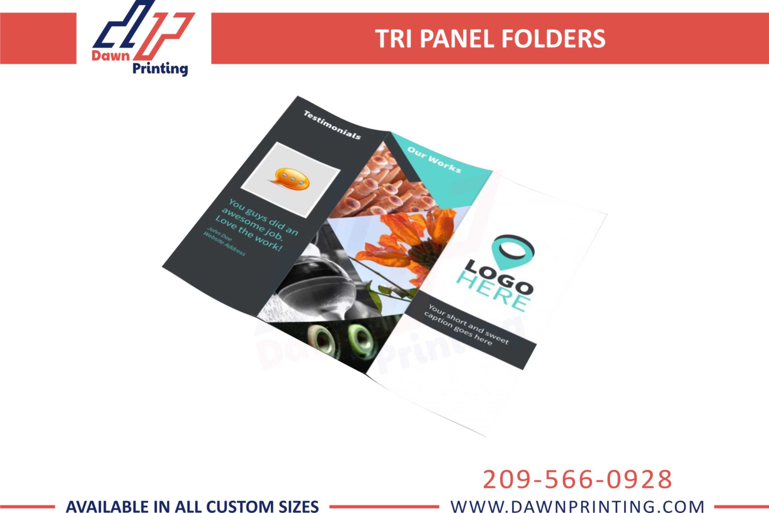 Customized Tri Panel Folders - Dawn Printing