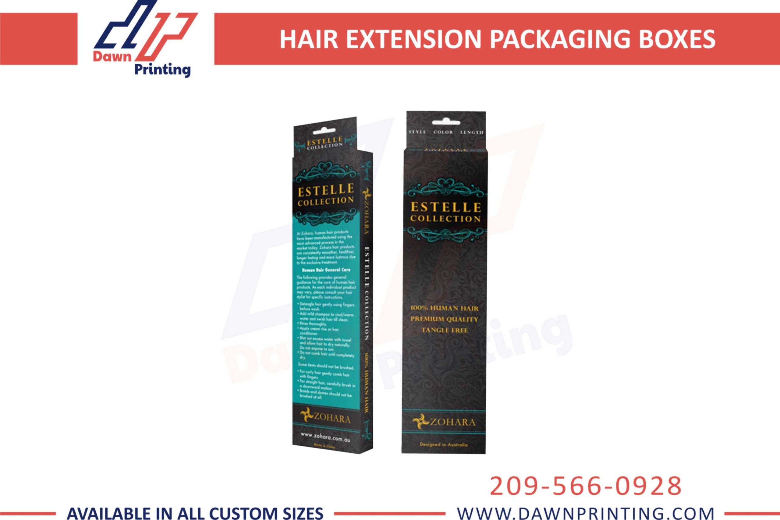 Hair Extension Hanging Tab Box Design - Dawn Printing