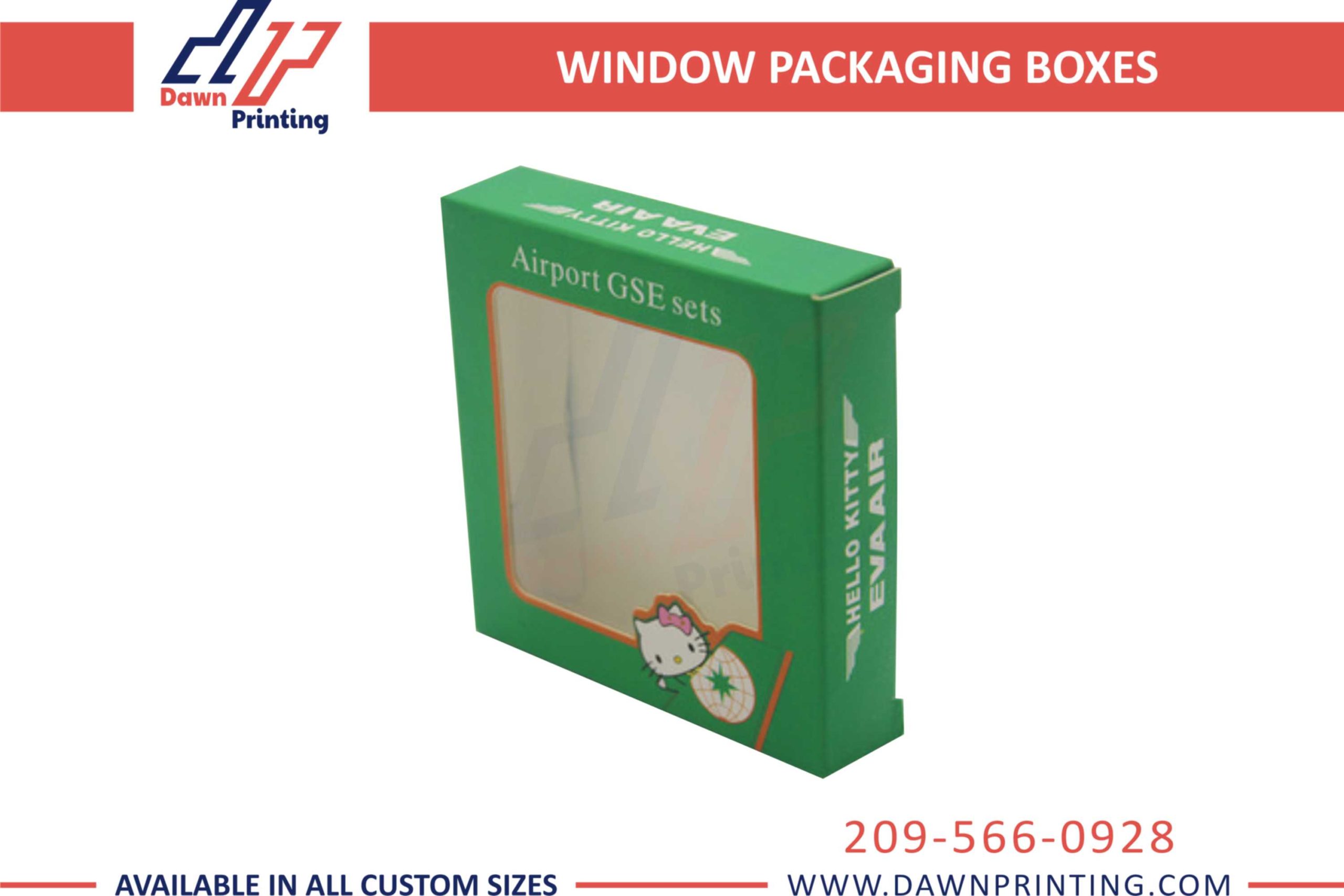 Hanging tab clear window tuck box- Dawn Prinitng