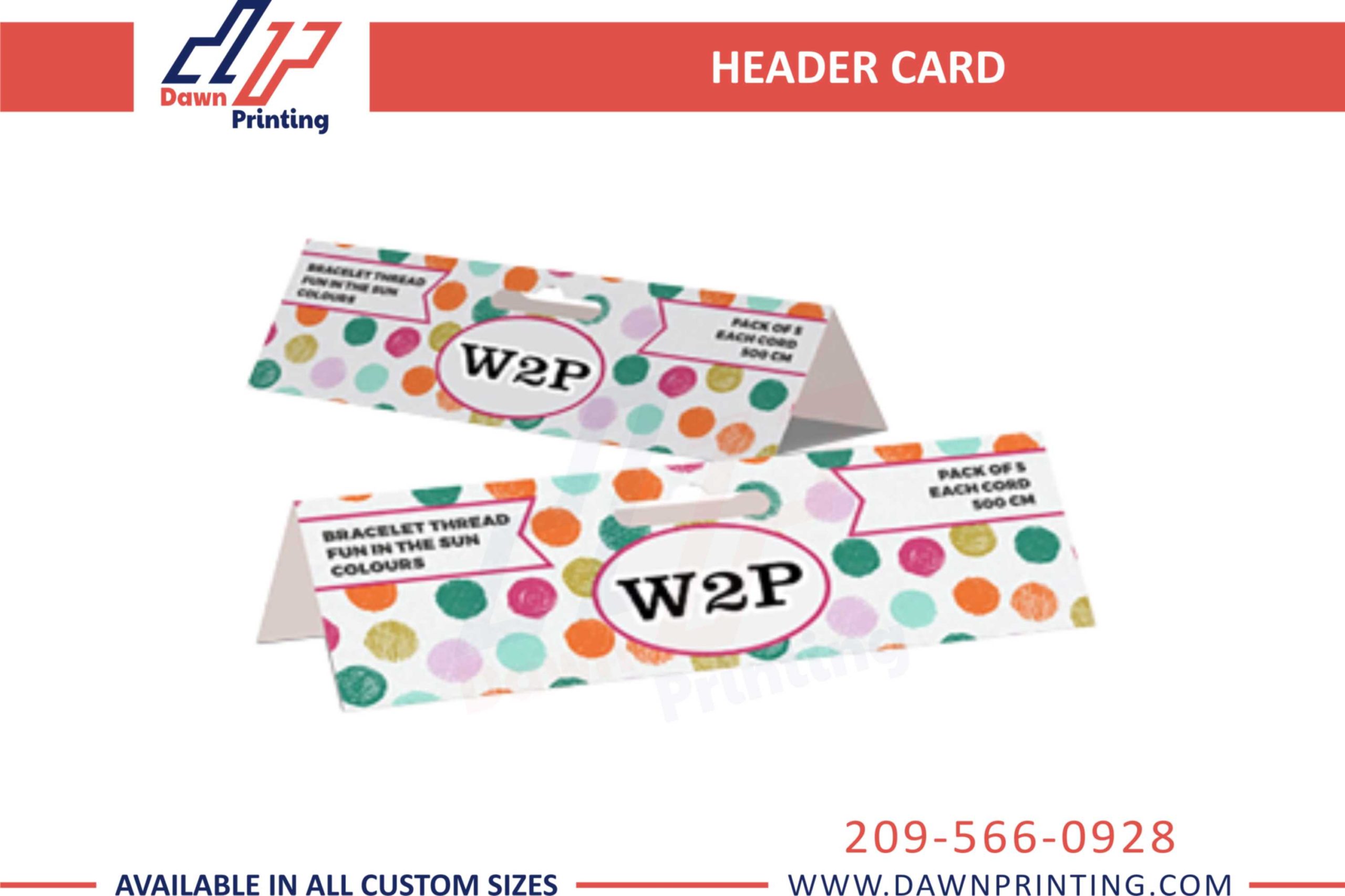 Printed Header Cards - Dawn Printing