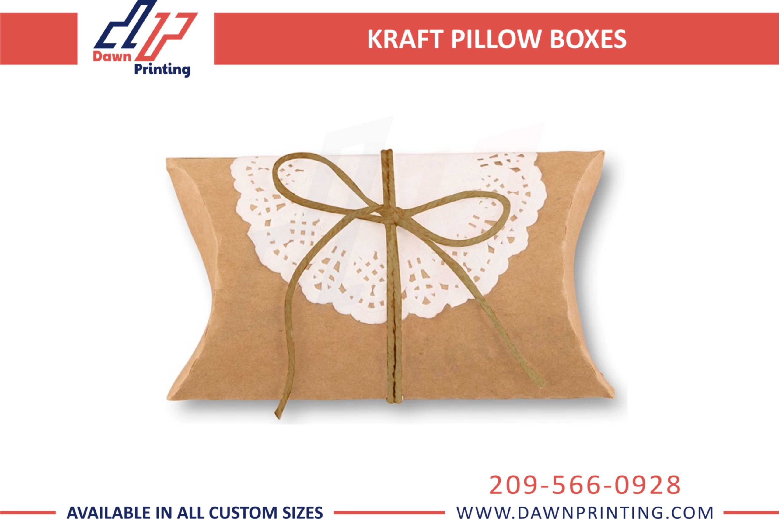 Printed Kraft Pillow Boxes - Dawn Printing