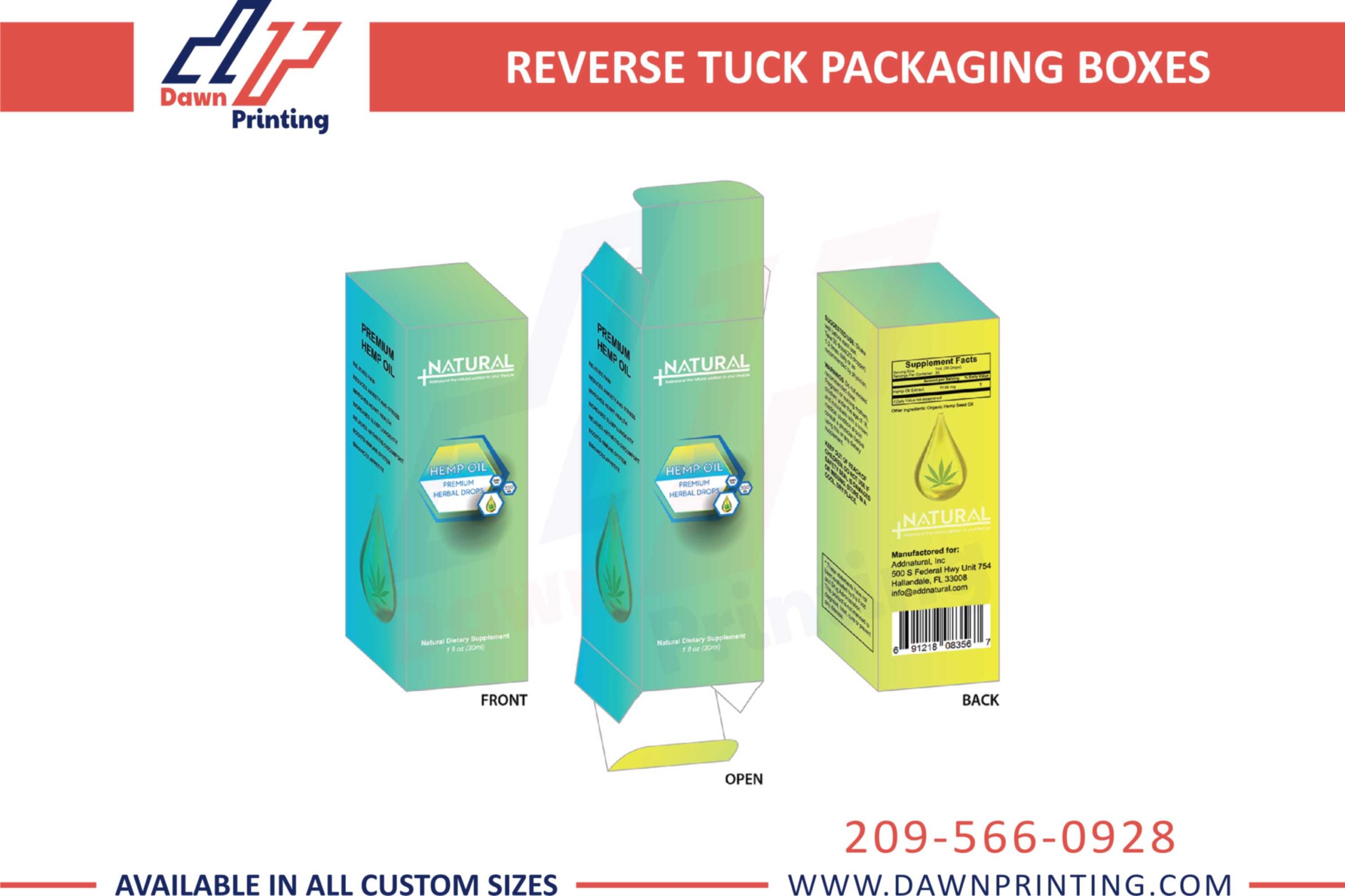 Custom Reverse Tuck Packaging Boxes - Dawn Printing