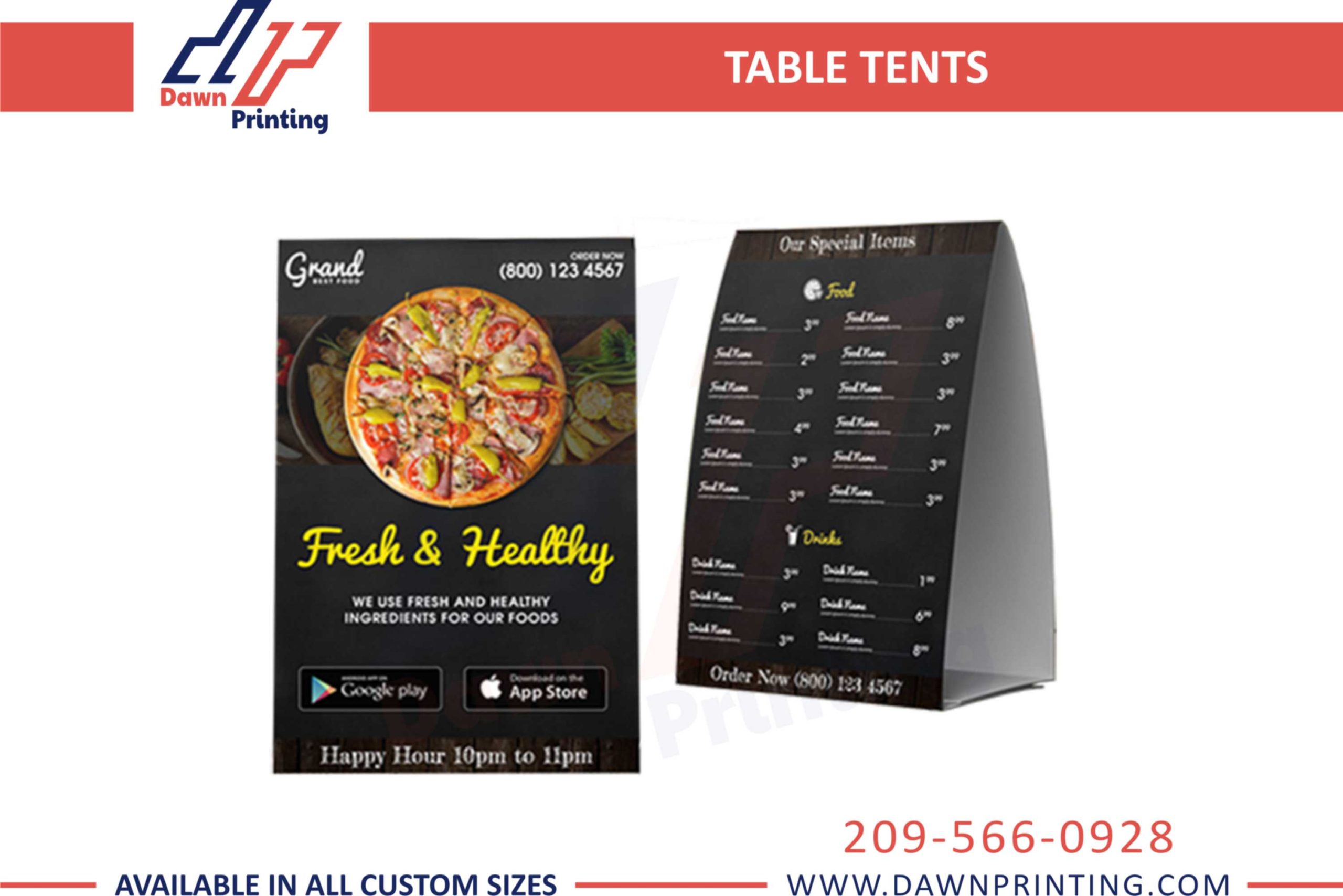 Table Tents Printing - Dawn Printing