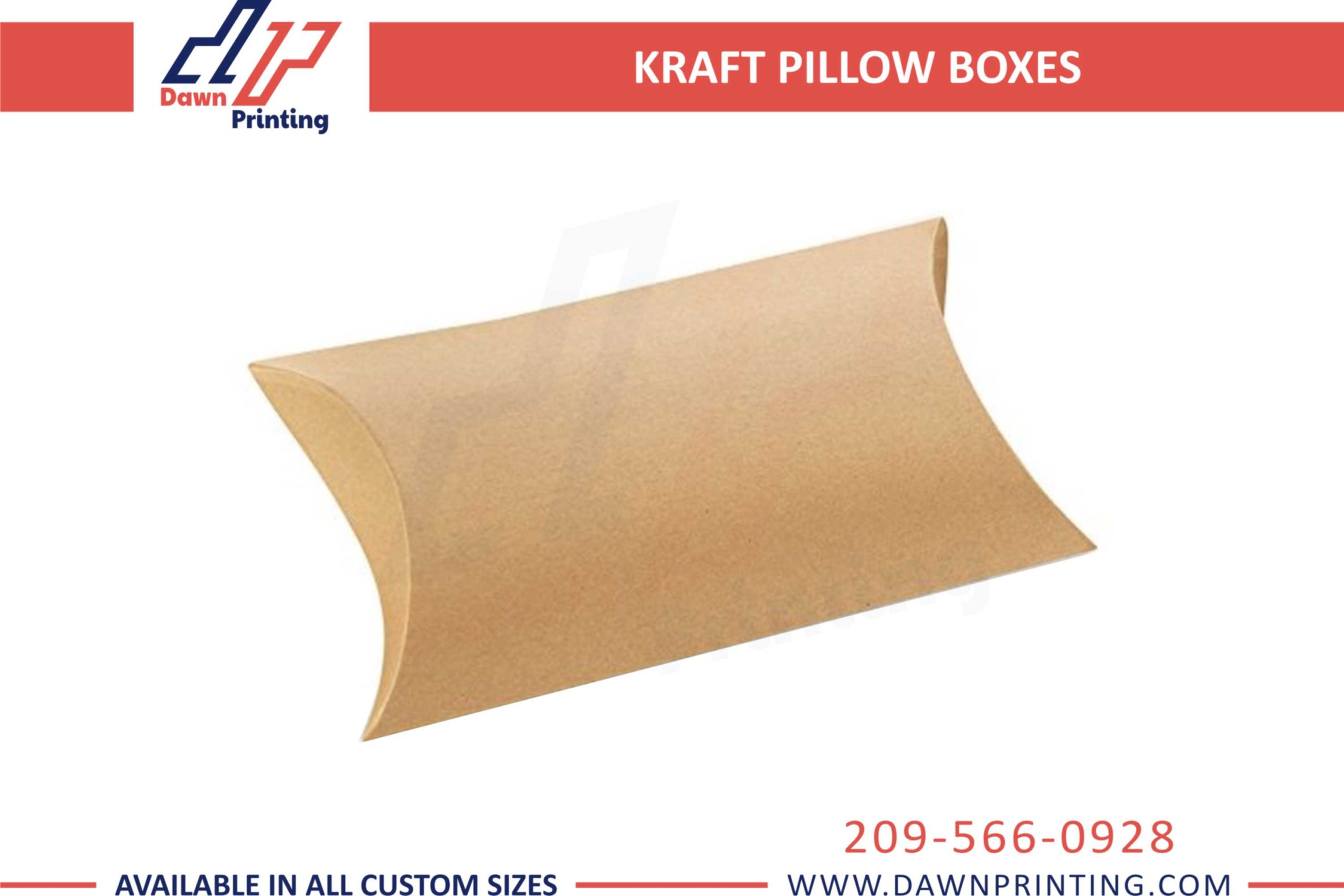 Wholesale Kraft Pillow Boxes with PVC - Dawn Printing